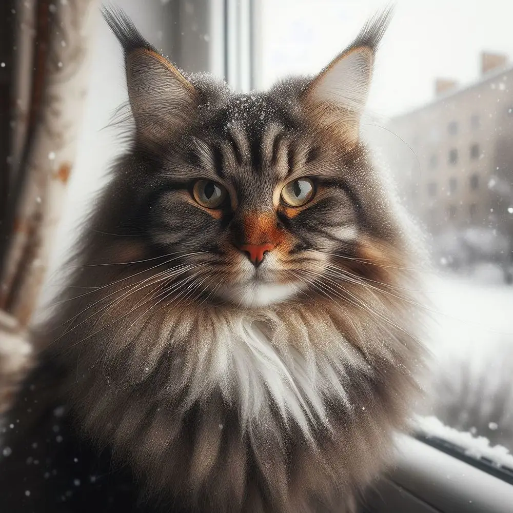 Katze mit Schnee